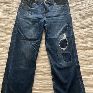 Liverpool Dark Blue Distressed Straight Leg Jeans